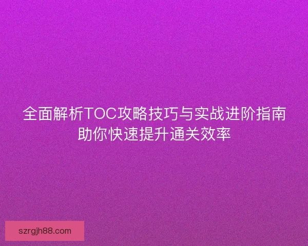 全面解析TOC攻略技巧与实战进阶指南助你快速提升通关效率