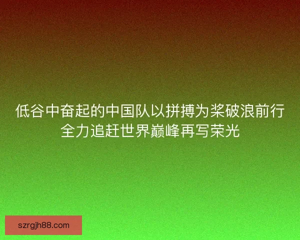 低谷中奋起的中国队以拼搏为桨破浪前行全力追赶世界巅峰再写荣光